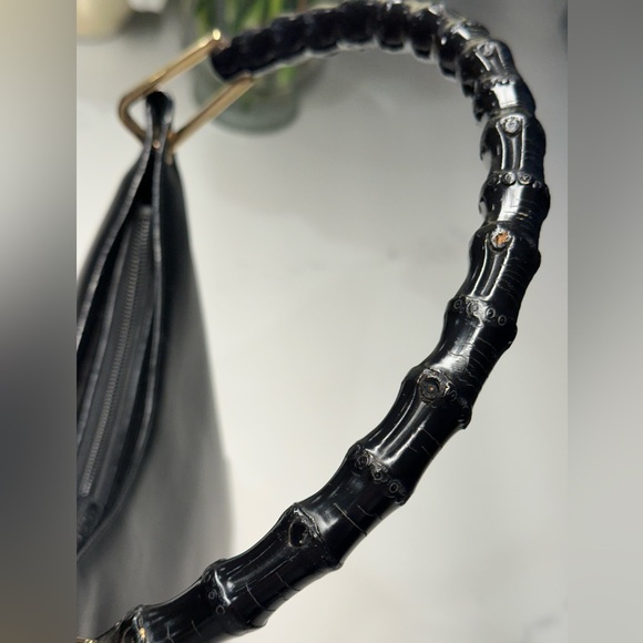 Gucci Black Calf Leather Shoulder Bag with Bamboo Handle + COA - Picture 11 of 16